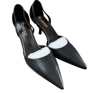 Reitoye Pointed Toe‎ Slingback Heels Cutout Stiletto Pumps Black Size 8